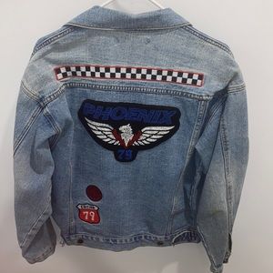 Embroidery and patchwork blue Jean jacket
